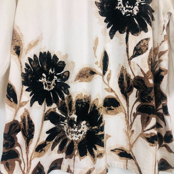 Alfred Dunner Floral Print Top Sz Small Studded Yoke Neckline 3/4 Sleeve Cotton - Picture 5 of 6